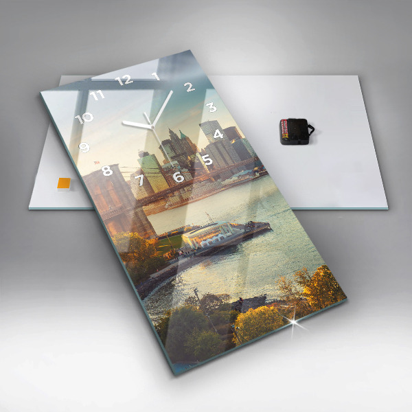 Ceas vertical de perete din sticlă New York Manhattan