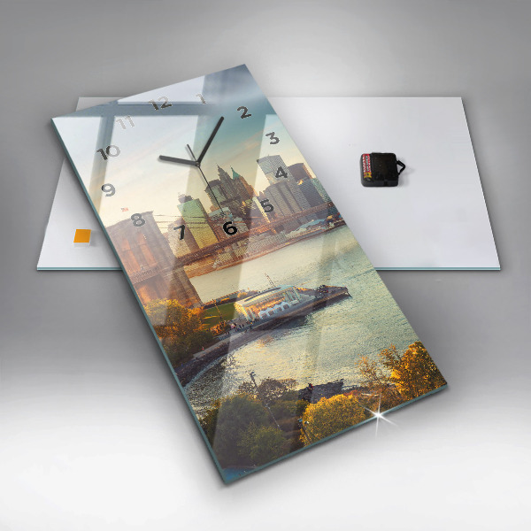 Ceas vertical de perete din sticlă New York Manhattan