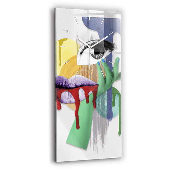 Ceas vertical de perete din sticlă Colaj suprarealist