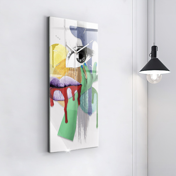 Ceas vertical de perete din sticlă Colaj suprarealist