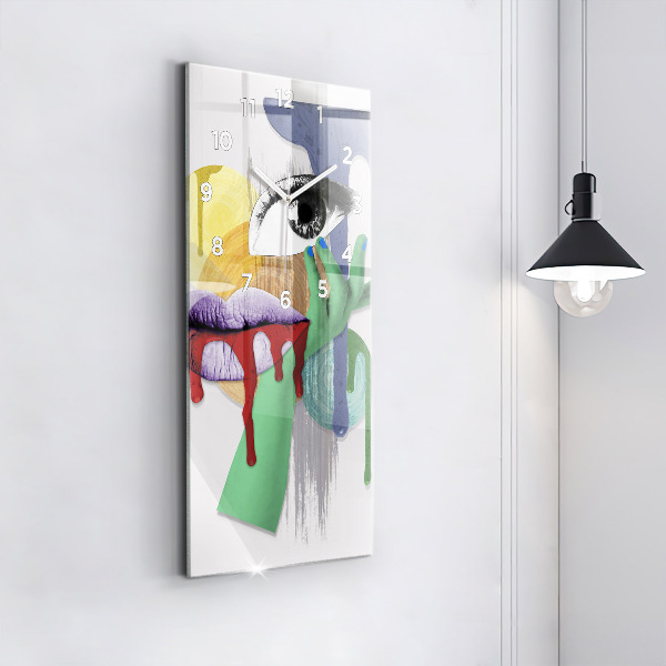 Ceas vertical de perete din sticlă Colaj suprarealist