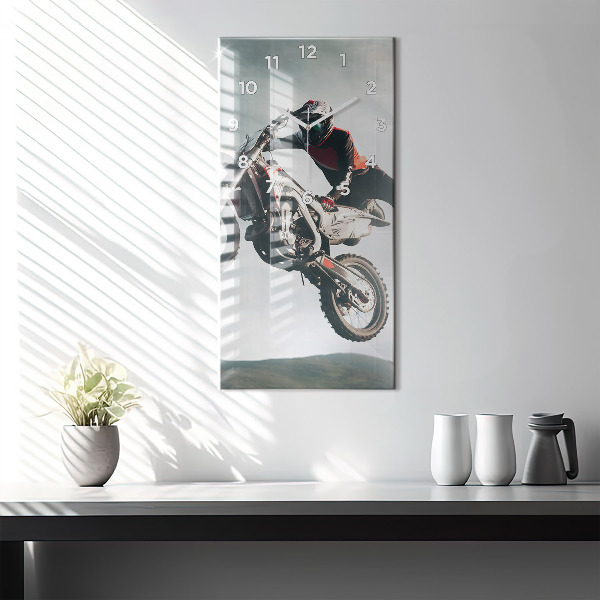 Ceas vertical de perete din sticlă Stilul motor Adrenalina