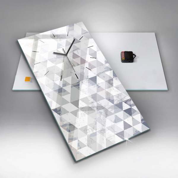 Ceas vertical de perete din sticlă Model geometric