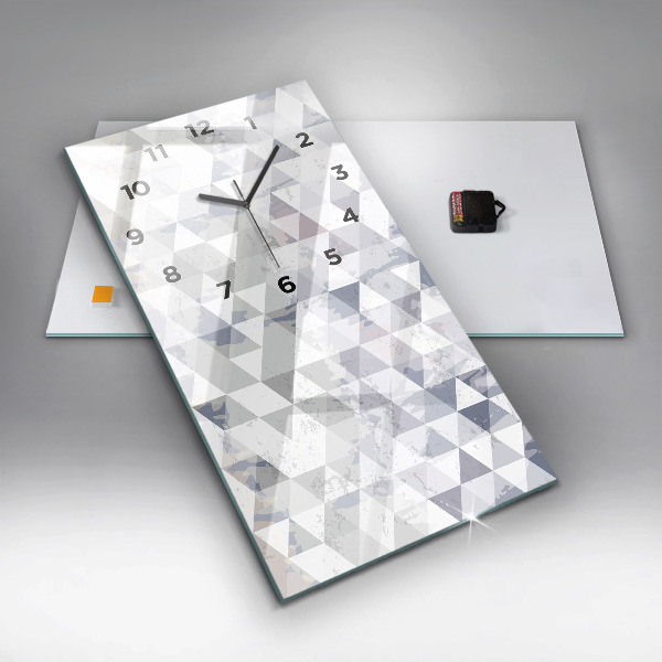 Ceas vertical de perete din sticlă Model geometric