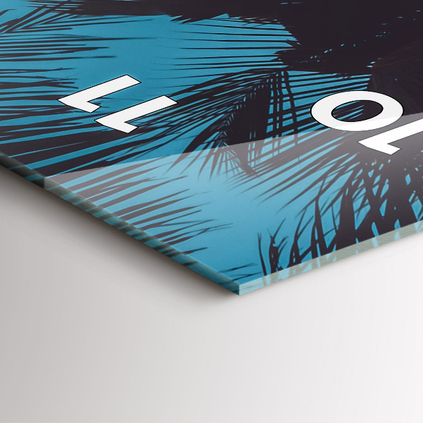 Ceas vertical de perete din sticlă Surfing pe plajă