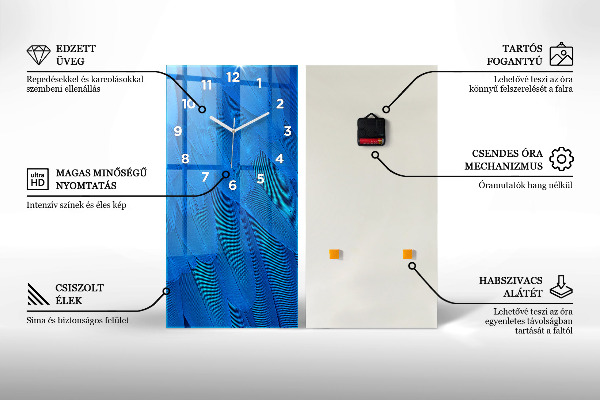 Ceas vertical de perete din sticlă Apus de soare din Maldive
