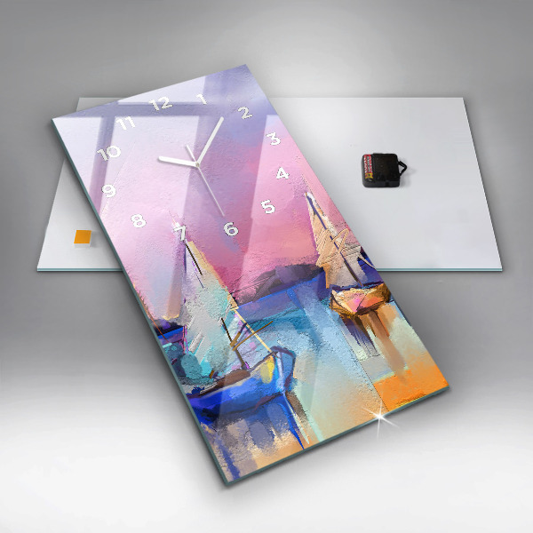 Ceas vertical de perete din sticlă Peisaj marin