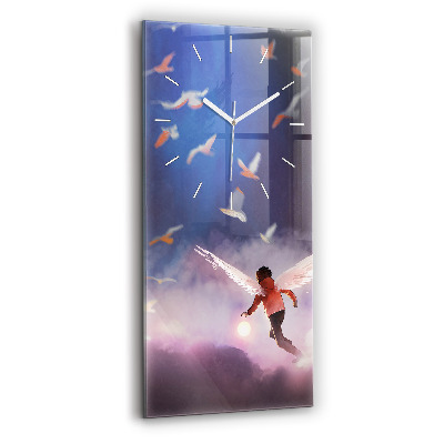 Ceas vertical de perete din sticlă Băiat cu aripi