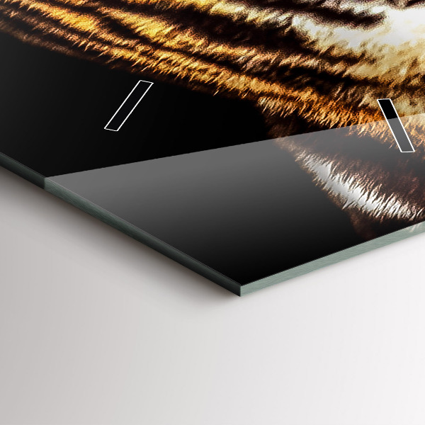 Ceas vertical de perete din sticlă Tigru - ochi sălbatici