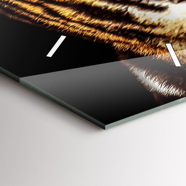 Ceas vertical de perete din sticlă Tigru - ochi sălbatici