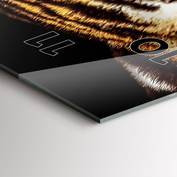 Ceas vertical de perete din sticlă Tigru - ochi sălbatici