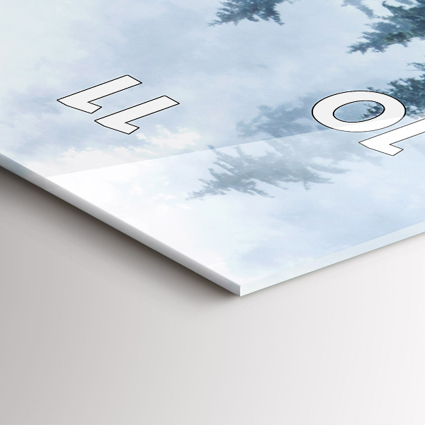 Ceas vertical de perete din sticlă Peisaj de munte cețos