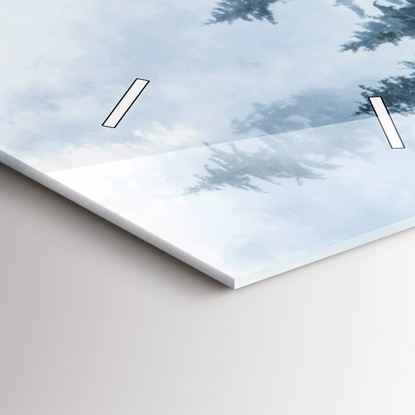 Ceas vertical de perete din sticlă Peisaj de munte cețos