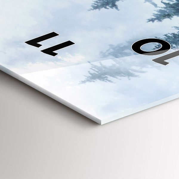 Ceas vertical de perete din sticlă Peisaj de munte cețos