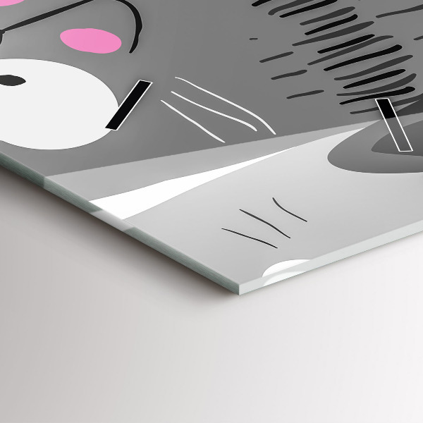 Ceas vertical de perete din sticlă Model fără sudură cu pisici