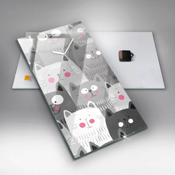 Ceas vertical de perete din sticlă Model fără sudură cu pisici