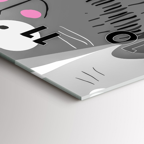 Ceas vertical de perete din sticlă Model fără sudură cu pisici