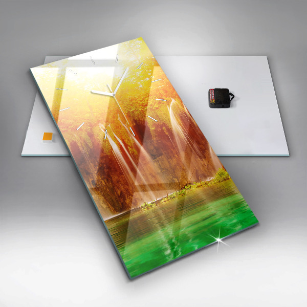 Ceas vertical de perete din sticlă Vedere asupra cascadei