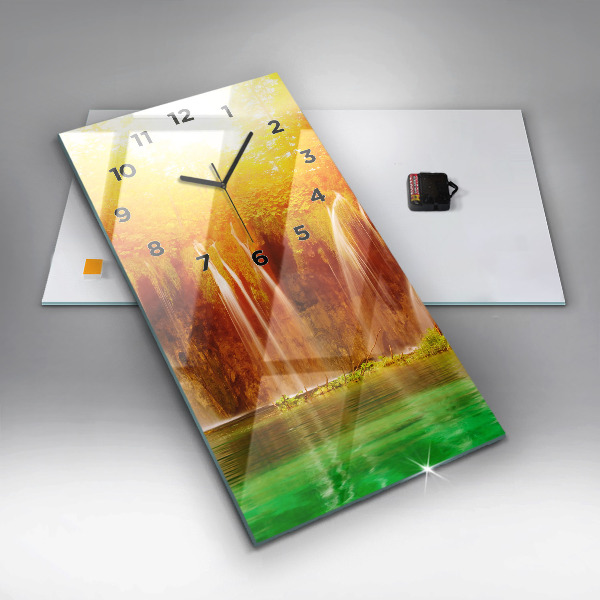 Ceas vertical de perete din sticlă Vedere asupra cascadei