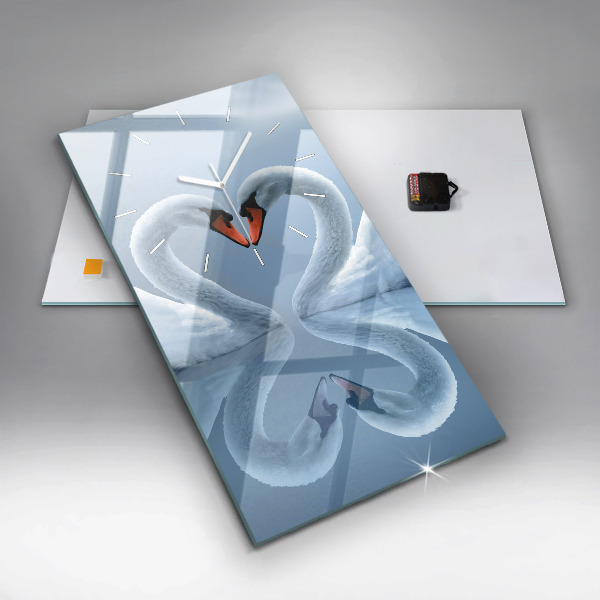 Ceas vertical de perete din sticlă Lebăda în inimă