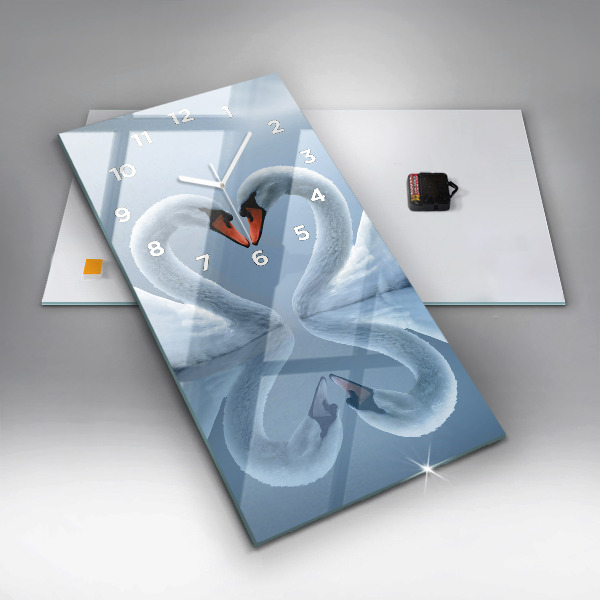 Ceas vertical de perete din sticlă Lebăda în inimă