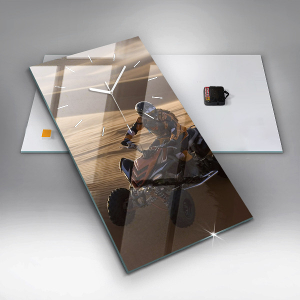 Ceas vertical de perete din sticlă Quad în deșert