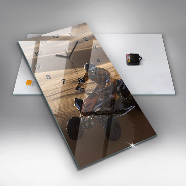 Ceas vertical de perete din sticlă Quad în deșert