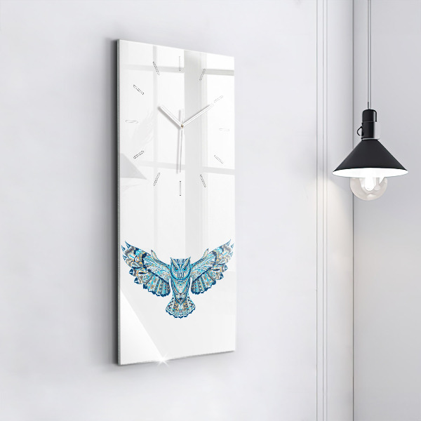 Ceas vertical de perete din sticlă Bufniță în zbor