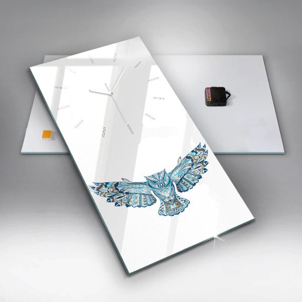 Ceas vertical de perete din sticlă Bufniță în zbor