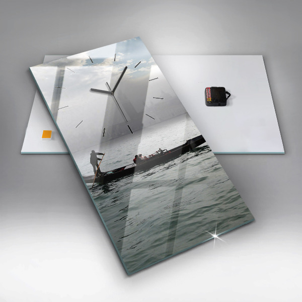 Ceas vertical de perete din sticlă Gondola in Venetia