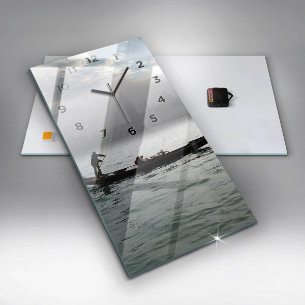 Ceas vertical de perete din sticlă Gondola in Venetia