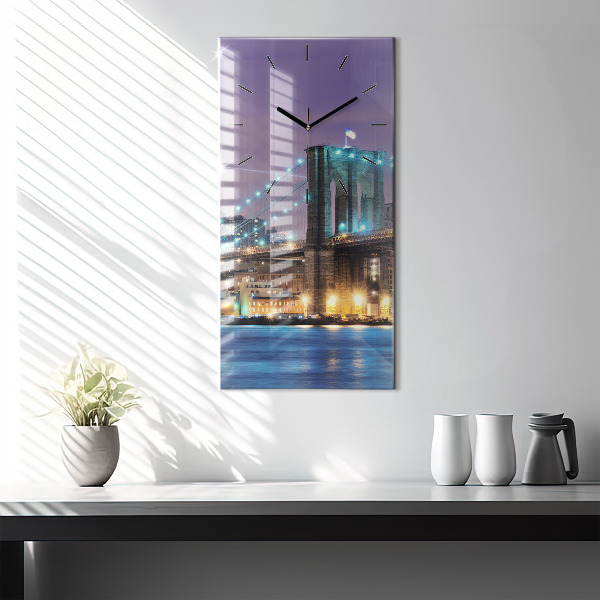 Ceas vertical de perete din sticlă Podul Brooklyn și East River