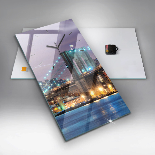 Ceas vertical de perete din sticlă Podul Brooklyn și East River