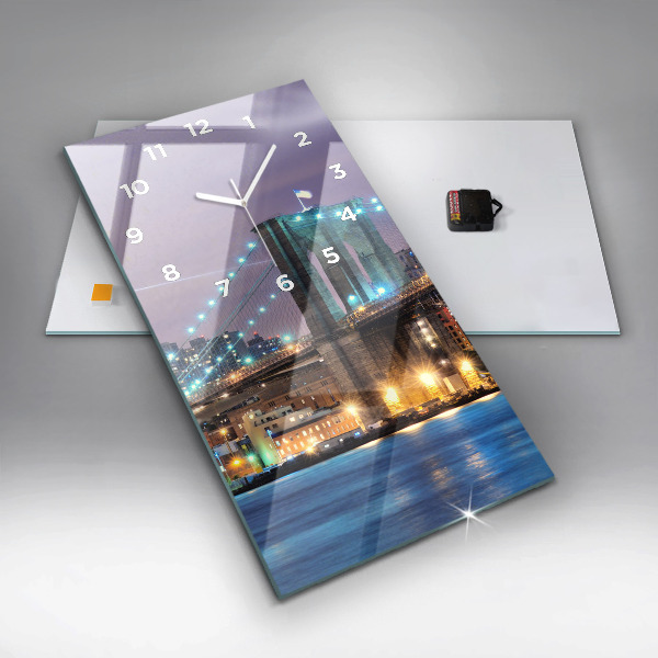 Ceas vertical de perete din sticlă Podul Brooklyn și East River