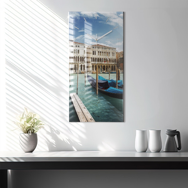 Ceas vertical de perete din sticlă Gondole Veneția Italia