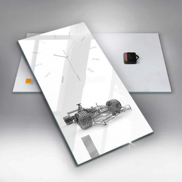 Ceas vertical de perete din sticlă Design mașină F1