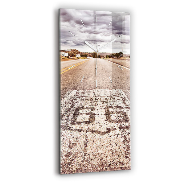Ceas vertical de perete din sticlă Route 66 SUA