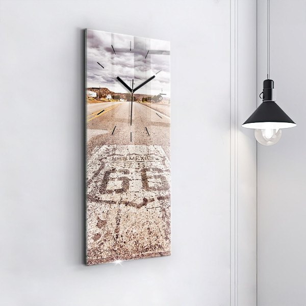 Ceas vertical de perete din sticlă Route 66 SUA