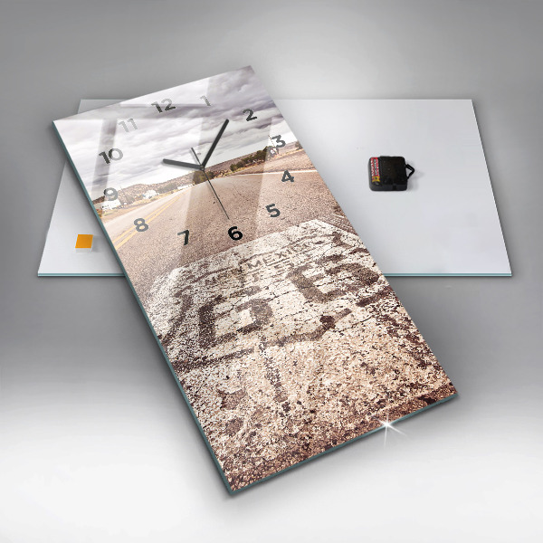 Ceas vertical de perete din sticlă Route 66 SUA