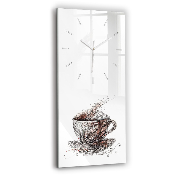 Ceas vertical de perete din sticlă ceașcă de cafea