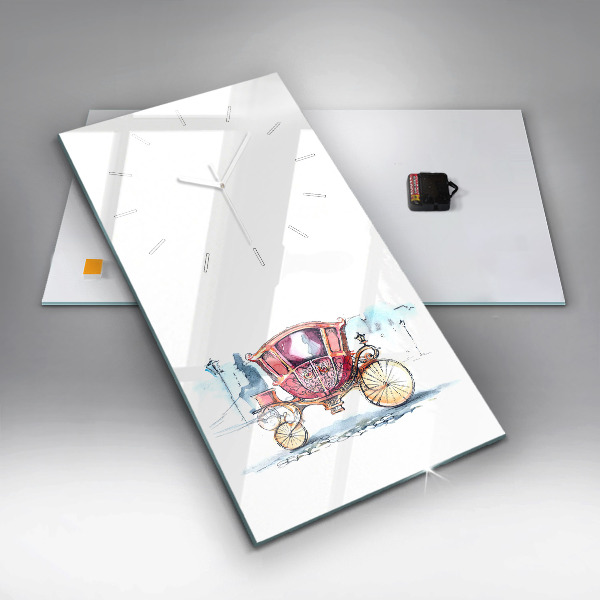 Ceas vertical de perete din sticlă Trăsura antică a reginei