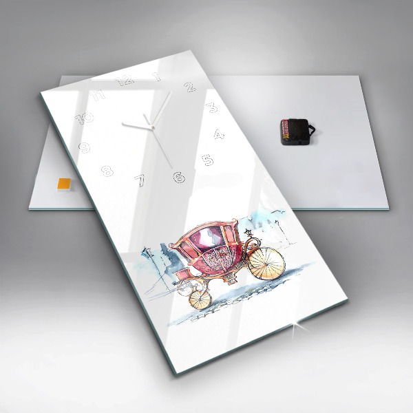 Ceas vertical de perete din sticlă Trăsura antică a reginei