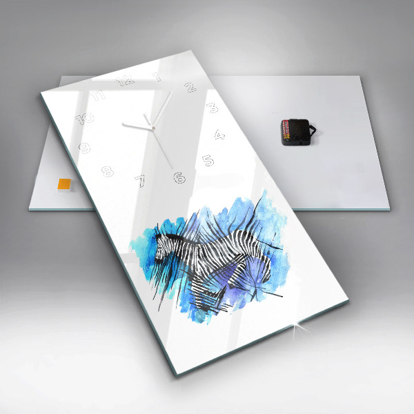 Ceas vertical de perete din sticlă Asimetrie zebră pictată