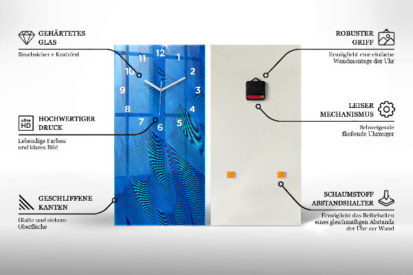 Ceas vertical de perete din sticlă Oraș abstract al ursului