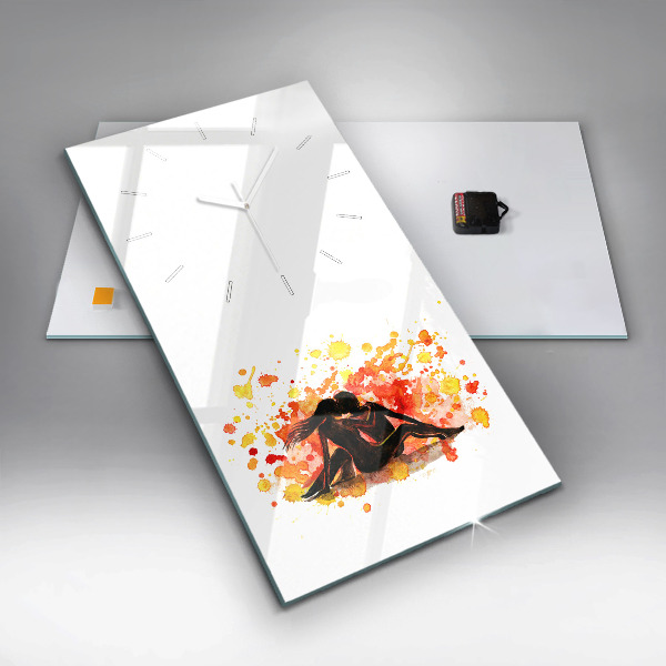 Ceas vertical de perete din sticlă Dragoste și un cuplu de îndrăgostiți