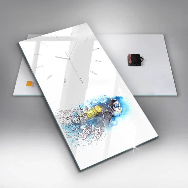 Ceas vertical de perete din sticlă Viața subacvatică a peștilor