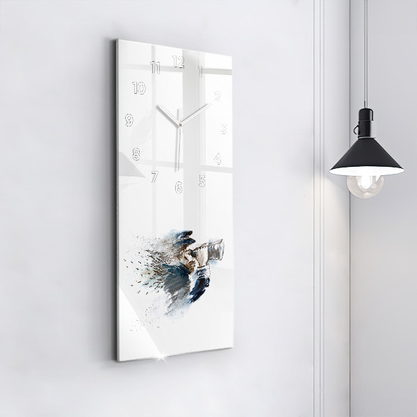 Ceas vertical de perete din sticlă Căpitan cu binoclu