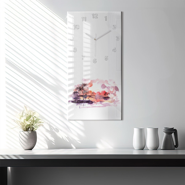 Ceas vertical de perete din sticlă Peisaj tropical