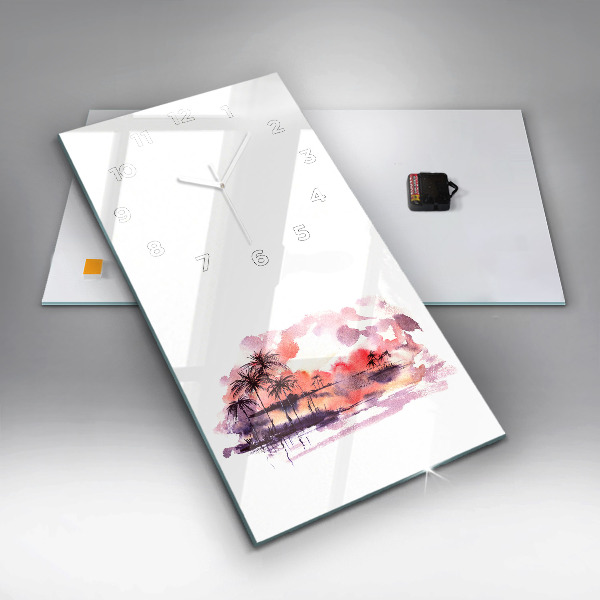 Ceas vertical de perete din sticlă Peisaj tropical