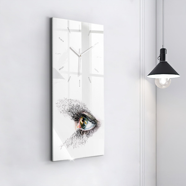 Ceas vertical de perete din sticlă Desen al unui ochi uman